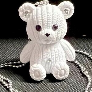 CUTE RHINESTONE WHITE BEAR PENDANT CHAIN NECKLACE